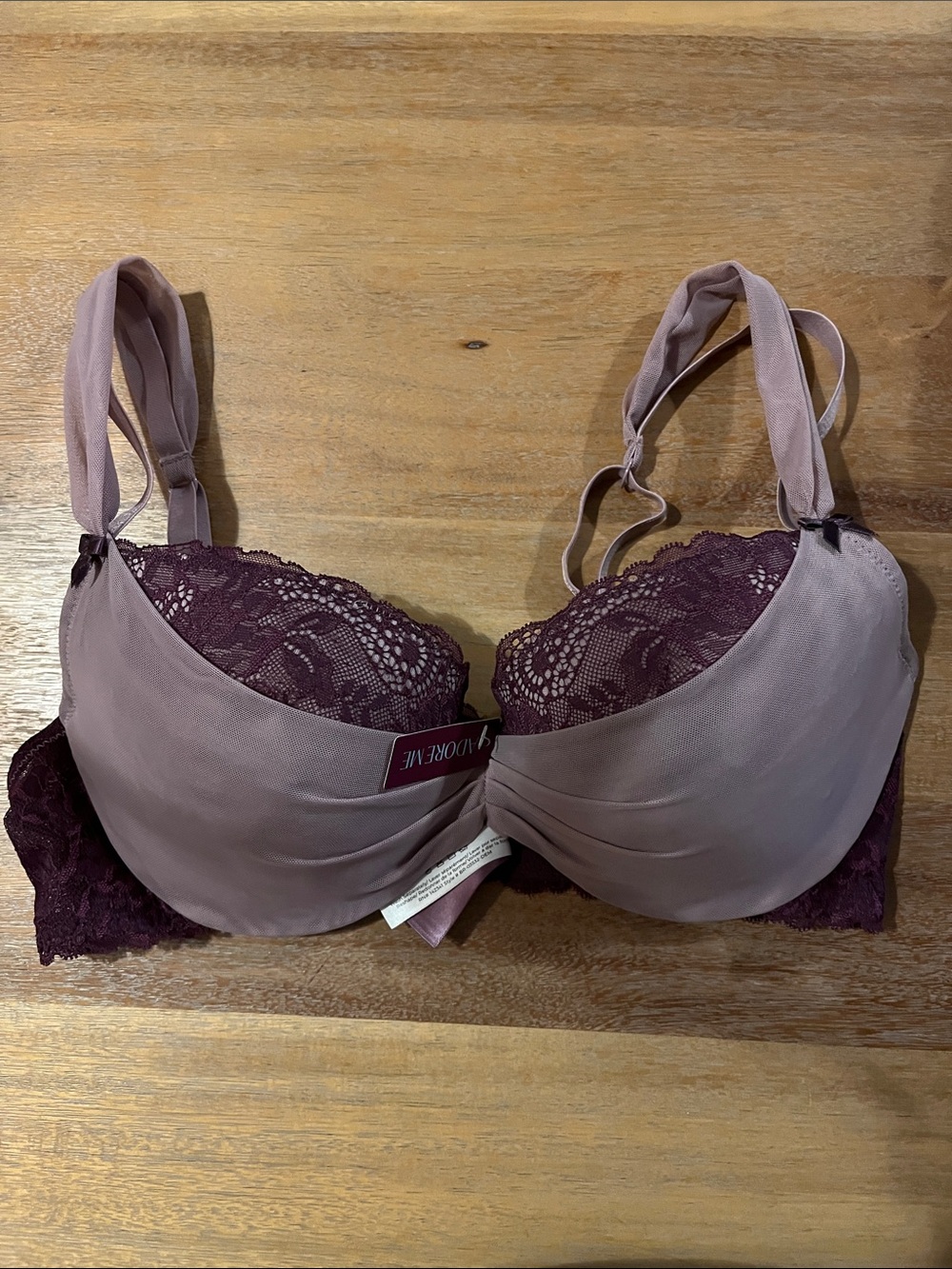 Adore Me Dusty Mauve & Deep Plum Lace Underwire Bra